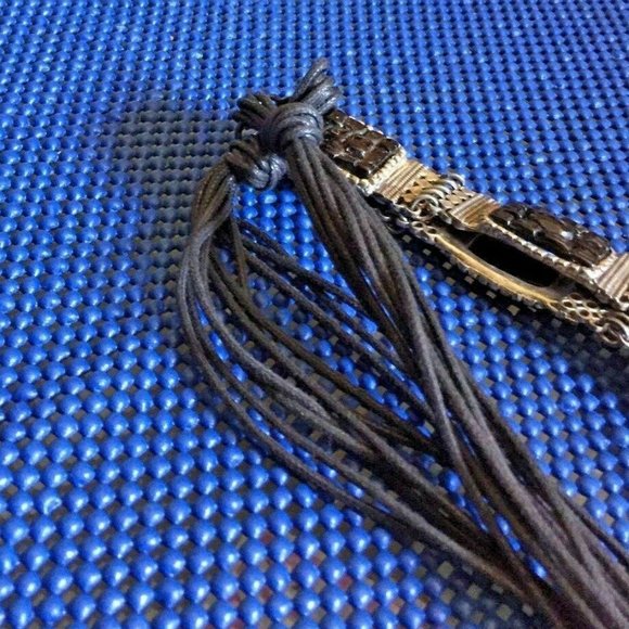 Vintage!  Denaive~Silver Metal w/Black Stones Link Belt~28\